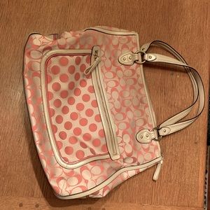 Authentic Coach handbag coral/ivory